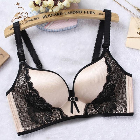 DeRuiLaDy Women Push Up Bra Lace Bralette Adjusted Comfortable Wireless Bra - Fab Getup Shop