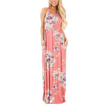 Boho Floral Printed Sundress O-neck Summer Sexy Pleated Maxi Dress Casual Beachwear Femininos Vestidos Plus Size LX328 - Fab Getup Shop