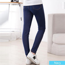 Spring Summer Fashion Girls Pencil knit Imitation denim fabric Jeans Kids Candy Color Mid Waist Full Length pants - Fab Getup Shop