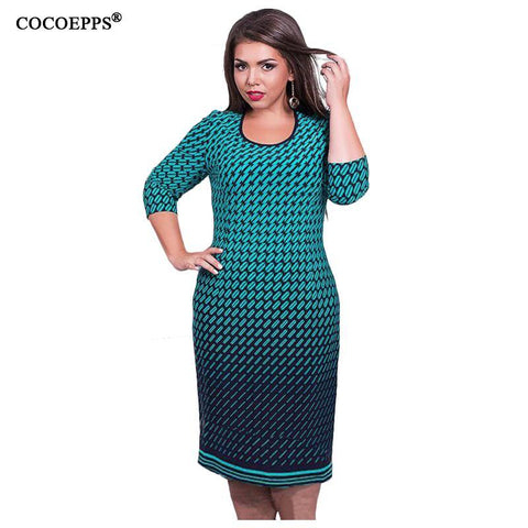 Elegant Autumn Winter women dress big size Women loose long dresses plus size dress Three Quarter casual dress L-6XL vestidos - Fab Getup Shop