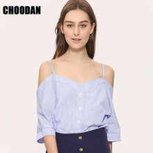 Off Shoulder Blouse Shirt Women Summer  Fashion Korean Style  Sweet Slash Neck Tops Stripe Sexy Shirts Ladies Clothing - Fab Getup Shop