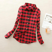 Women's Shirts  autumn and winter female shirt plaid shirt women slim long sleeve cotton Blouse top female outerwear - Fab Getup Shop