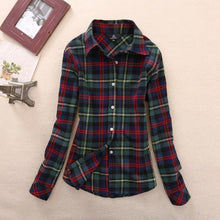 Women's Shirts  autumn and winter female shirt plaid shirt women slim long sleeve cotton Blouse top female outerwear - Fab Getup Shop