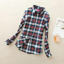 Women's Shirts  autumn and winter female shirt plaid shirt women slim long sleeve cotton Blouse top female outerwear - Fab Getup Shop