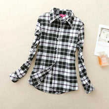 Women's Shirts  autumn and winter female shirt plaid shirt women slim long sleeve cotton Blouse top female outerwear - Fab Getup Shop