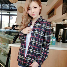 Women's Shirts  autumn and winter female shirt plaid shirt women slim long sleeve cotton Blouse top female outerwear - Fab Getup Shop