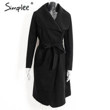 Simplee Black ruffle warm winter coat Women turndown long coat collar overcoat female Casual autumn  pink outerwear - Fab Getup Shop