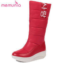 MEMUNIA SIZE 35-44 Ladies snow boots wedges heels slip on women winter boots fur inside mid calf boots sweet shoes - Fab Getup Shop