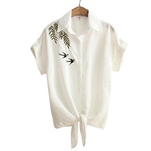 Top Summer Women Casual Tops Short Sleeve Embroidery White Top Blouses Shirts - Fab Getup Shop