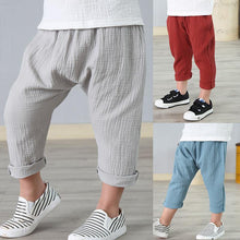 2-7 yrs linen pleated kids pants  summer girls boys pants children ankle-length pants harem pants baby boy girl clothes - Fab Getup Shop