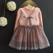 Girl Mesh Spring Dresses Children Clothing Princess Dress Pink Wool Bow Design 2-8 Years - Fab Getup Shop