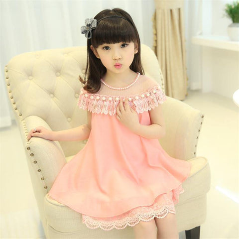 Girls Princess Dress Children Evening Clothing Kids Chiffon  Lace Dresses BabyGirl Party Prom Pearl - Fab Getup Shop