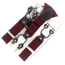 Men's suspenders casual Fashion braces High quality leather suspenders Adjustable 6 clip  Belt Strap  7 colors - Fab Getup Shop