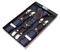 Men's suspenders casual Fashion braces High quality leather suspenders Adjustable 6 clip  Belt Strap  7 colors - Fab Getup Shop