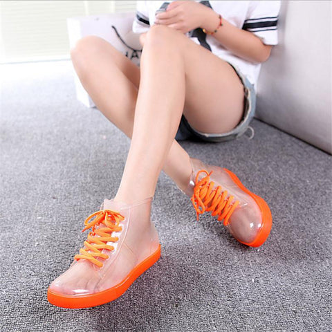 Rain Boots Women with Short Boots Transparent Waterproof Boots Antiskid Rubber Boots - Fab Getup Shop