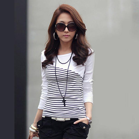 Poleras De Mujer Moda  Vintage T-Shirt Brand T Shirt Women Fashion Tee Shirt Femme Long Sleeve Tshirt Striped Woman Clothing - Fab Getup Shop