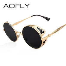 AOFLY Steampunk Vintage Sunglass Fashion round sunglasses women brand designer metal carving sun glasses men oculos de sol S1635 - Fab Getup Shop