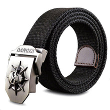 Men's Canvas belt skull Metal tactics woven belt canvas belt Casual pants Cool wild gift for men belts Skull large size - Fab Getup Shop