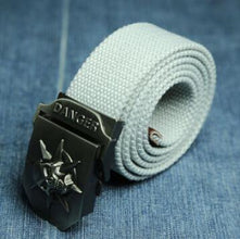 Men's Canvas belt skull Metal tactics woven belt canvas belt Casual pants Cool wild gift for men belts Skull large size - Fab Getup Shop