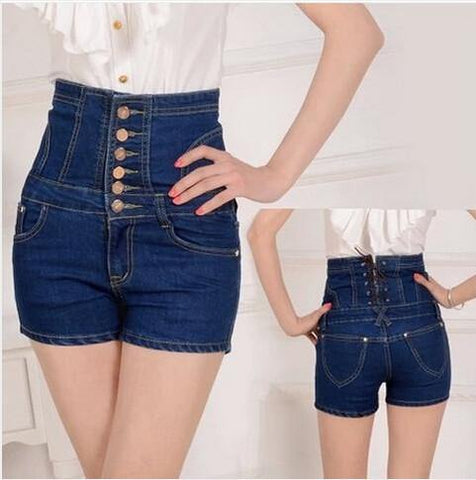 women's summer plus size denim cowboy hot shorts woman high waist slim hip jeans shorts S-5XL - Fab Getup Shop