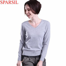 Sparsil Women Autumn Winter Cashmere Blend Sweater V-Neck Pullovers Long Sleeve Jumpers Womens Knitted Sweaters16 Colors S-XXL - Fab Getup Shop