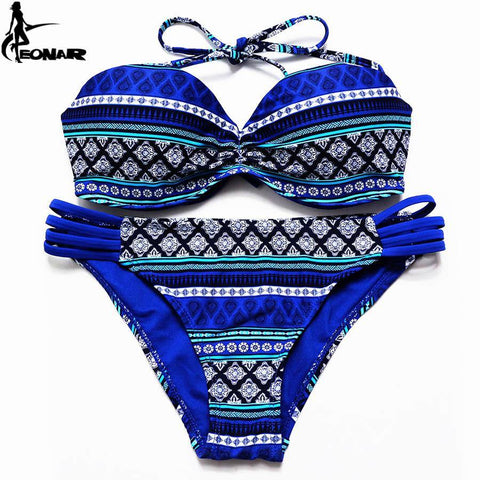 Brazilian Bikini Set Sexy Floral Bandage Strappy Plus Size Swimwear Bikinis Women Bandeau Biquini Bathing Suits - Fab Getup Shop