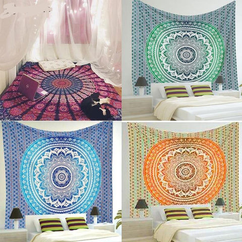 Indian Mandala Tapestry Wall Hanging Multifunctional Tapestry Boho Printed Bedspread Cover Yoga Mat Blanket Picnic cloth - Fab Getup Shop