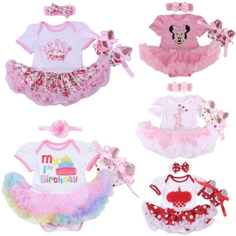 Christmas Baby Girl Infant 3pcs Clothing Sets Suit Princess Tutu Romper Dress/Jumpsuit Xmas Bebe Party Birthday Costumes Vestido - Fab Getup Shop