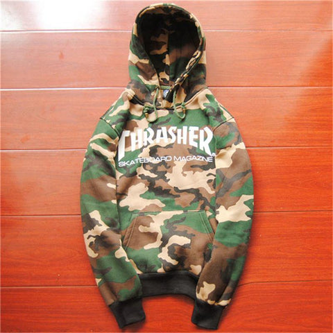 Thrasher Hoodie  New Skateboard Sweartshirt Pullover Sudadera Hombre Camouflage Grey Blue Black Hip Hop Hoodie Thrasher - Fab Getup Shop