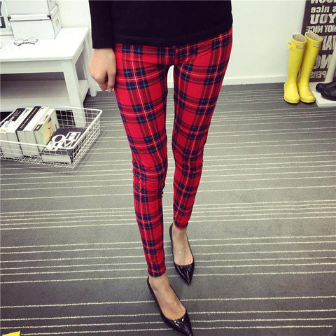 Spring New Fashion Casual Cotton BRUSHED Black Milk Leggings Pants Female Elastic Plaid Graffiti Leggings Trousers Women - Fab Getup Shop