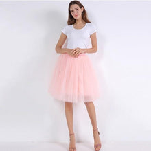 5 Layers 60cm Princess Midi Tulle Skirt Pleated Dance Tutu Skirts  Lolita Petticoat  Denim Party Skirts - Fab Getup Shop