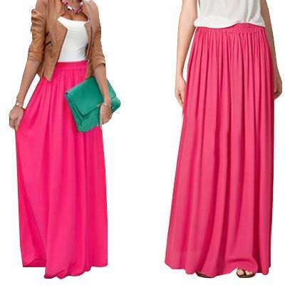 Long Skirt Elegant Style Women Pastel Volume Candy Coloured Pleated Chiffon Maxi Skirts - Fab Getup Shop