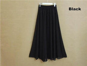 Long Skirt Elegant Style Women Pastel Volume Candy Coloured Pleated Chiffon Maxi Skirts - Fab Getup Shop