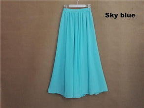 Long Skirt Elegant Style Women Pastel Volume Candy Coloured Pleated Chiffon Maxi Skirts - Fab Getup Shop