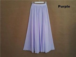 Long Skirt Elegant Style Women Pastel Volume Candy Coloured Pleated Chiffon Maxi Skirts - Fab Getup Shop