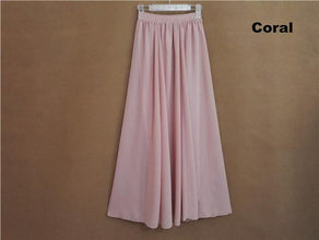 Long Skirt Elegant Style Women Pastel Volume Candy Coloured Pleated Chiffon Maxi Skirts - Fab Getup Shop