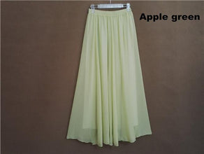 Long Skirt Elegant Style Women Pastel Volume Candy Coloured Pleated Chiffon Maxi Skirts - Fab Getup Shop