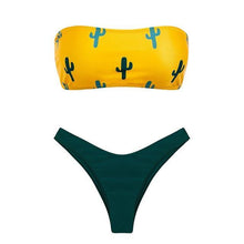 Bandeau  Push Up Swimsuit Cactus Print Micro Bikini - Fab Getup Shop