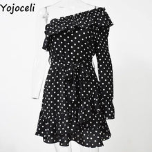 Elegant Ruffle Bow Short Dress  Spring One Shoulder Polka Dot Dress  Beach Dress - Fab Getup Shop