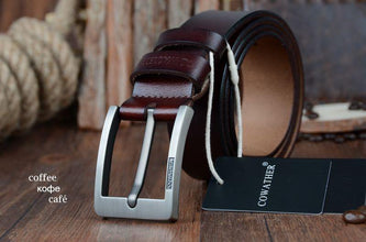 COWATHER  Newest designer belts men  cow genuine leather vintage pin buckle ceinture mens belts luxury XF003-4 - Fab Getup Shop