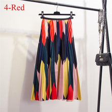 Fashion Contrast High Waist Pleated Skirt  Spring Summer Skirts  Elastic Waist A Line Midi Skirt Mid Calf Long Skirts - Fab Getup Shop