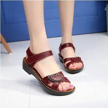 summer new fashion sandals slope with middle-aged non-slip flat comfortable old shoes large size women - Fab Getup Shop