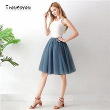 5 Layers 65cm Midi Tulle skirt Gothic High Waist Pleated Skirts - Fab Getup Shop