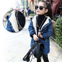 New winter Kids girls denim jacket children plus thick velvet jacket big virgin long warm coat for cold winter - Fab Getup Shop