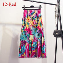 Fashion Contrast High Waist Pleated Skirt  Spring Summer Skirts  Elastic Waist A Line Midi Skirt Mid Calf Long Skirts - Fab Getup Shop