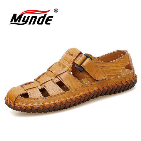 Cow Leather Sandals Outdoor  Summer Handmade Men Shoes Men Breathable Casual Shoes Footwear Walking Sandals - Fab Getup Shop