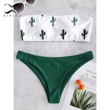 Bandeau  Push Up Swimsuit Cactus Print Micro Bikini - Fab Getup Shop