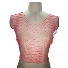 Festival Queen  Diamonds Mesh Cropped Tank Top Women Summer Cover Up Bikini See Through Rhinestone Net Party Club Crop Top - Fab Getup Shop