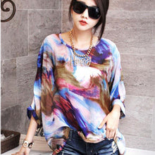 Fashionable Batwing Sleeve O-neck Chiffon Blouses