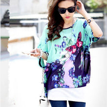 Fashionable Batwing Sleeve O-neck Chiffon Blouses